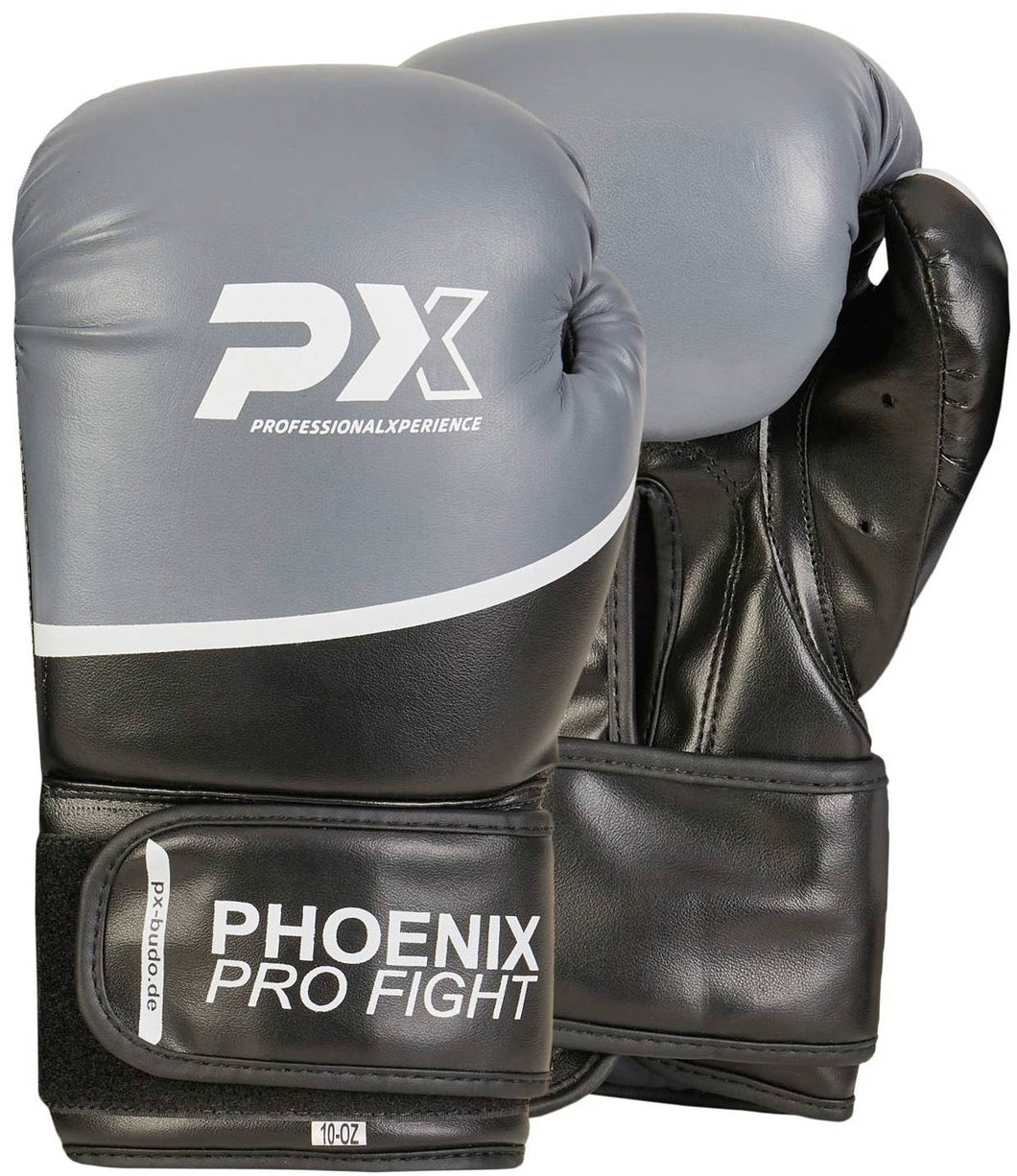 GUANTES BOXEO NEGRO-GRIS PX PRO FIGHT