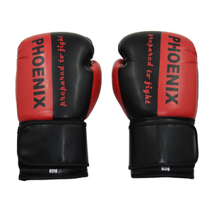 GUANTES BOXEO PHOENIX "PREPARED TO FIGHT" NEGRO-ROJO