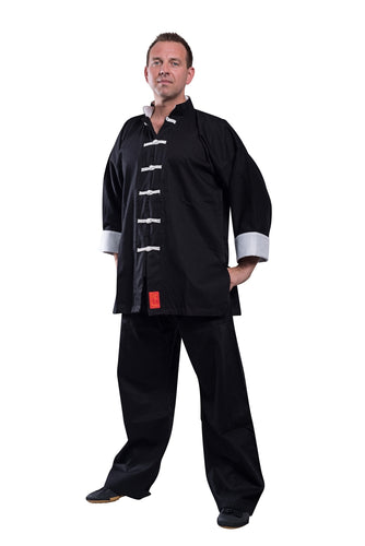 TRAJE KUNG FU SHAOLIN II NEGRO-BLANCO