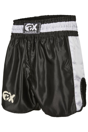 SHORTS MUAY THAI NEGRO-GRIS PX 