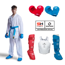 Cargar imagen en el visor de la galería, PACK KARATEGI KUMITE ICHIBAN WKF BUDO-NORD + PROTECCIONES ( PETO INCLUIDO)