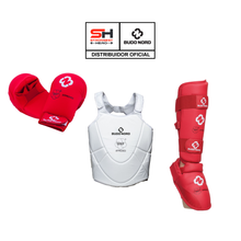 Cargar imagen en el visor de la galería, PACK GUANTILLAS + ESPINILLERAS BUDO-NORD COLOR ROJO + PETO