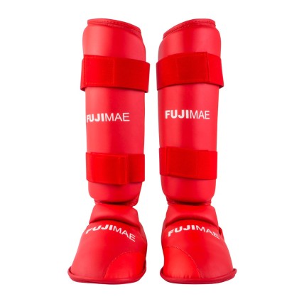 ESPINILLERA CON EMPEINE DESMONTABLE KARATE ROJO FUJIMAE