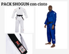 PACK JUDOGI SHOGUN IJF 730GR BLANCO + AZUL + CINTURÓN IJF FIGHTART