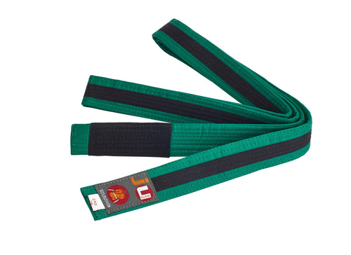 CINTURÓN BJJ INFANTIL VERDE / NEGRO JUSPORTS