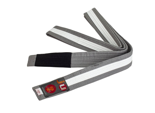 CINTURÓN BJJ INFANTIL GRIS / BLANCO JUSPORTS