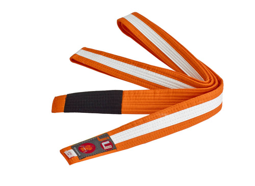 CINTURÓN BJJ INFANTIL NARANJA / BLANCO JUSPORTS