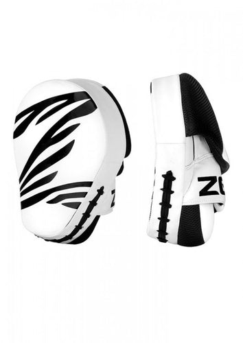 MANOPLAS COACHING ZEBRA FITNESS PU BLANCO (PAREJA)